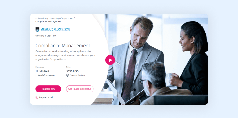 Compliance Management - course on getsmarter