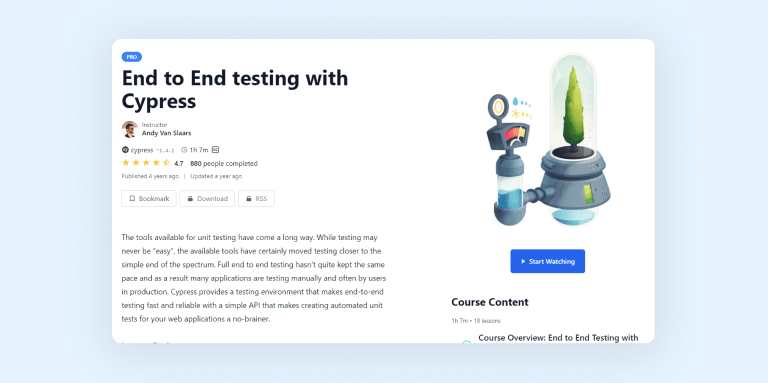 End to End testing with Cypress - course on egghead