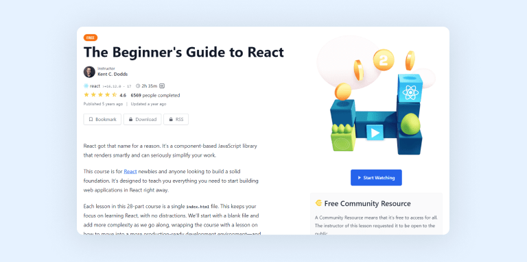 The Beginner's Guide to React - course on egghead