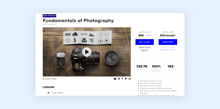 Fundamentals of Photography course on CreativeLive