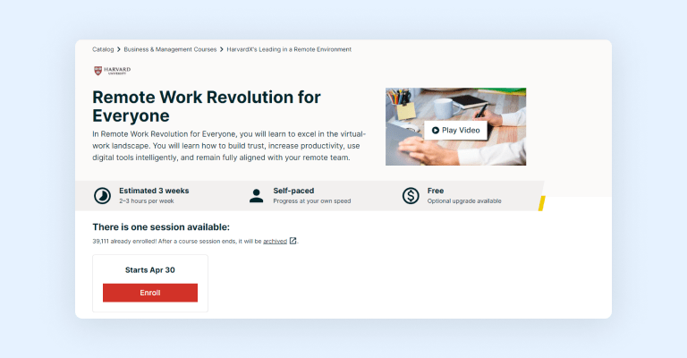 Remote Work Revolution for Everyone - edX course