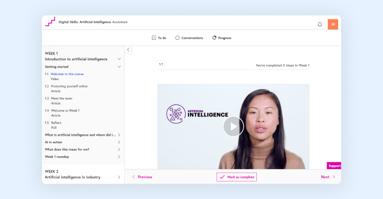 FutureLearn interface