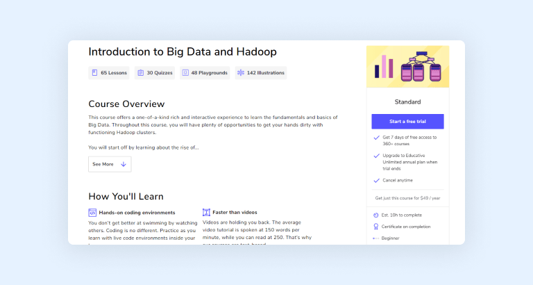 Introduction to Big Data and Hadoop - course on Educative