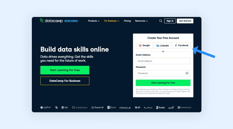 Create a DataCamp account