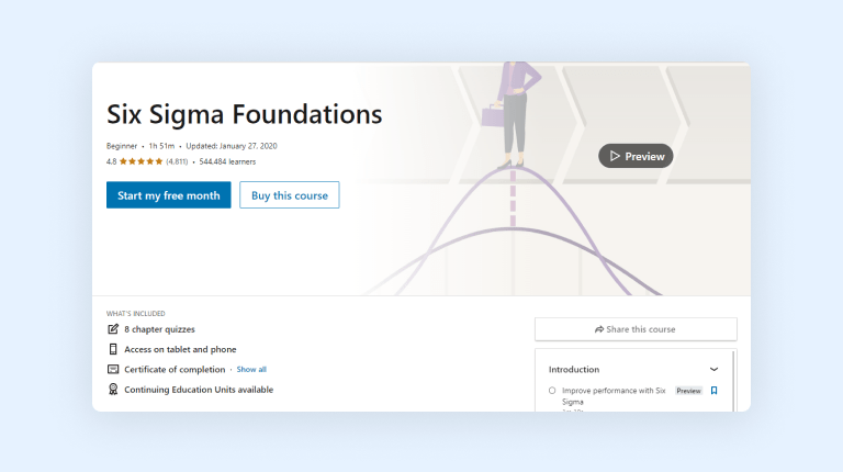 Six Sigma Foundations - LinkedIn Learning course