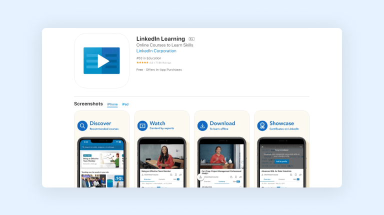 LinkedIn Learning mobile app