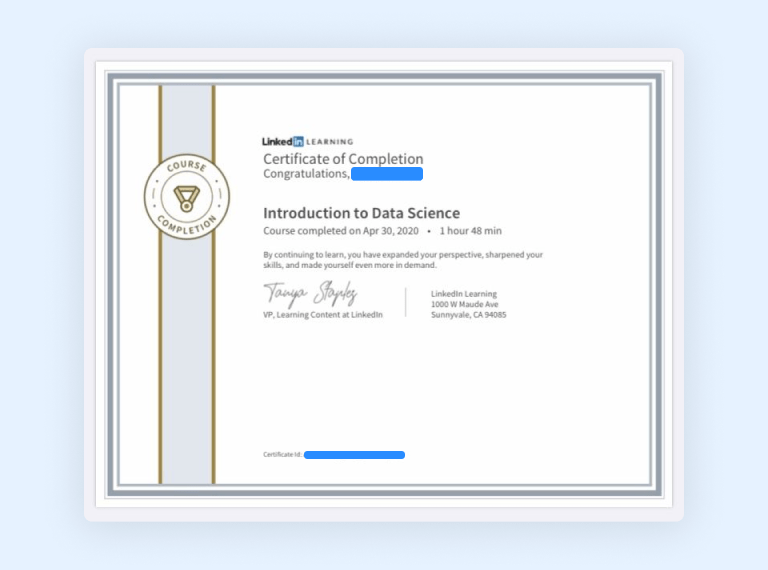 LinkedIn Learning certificate